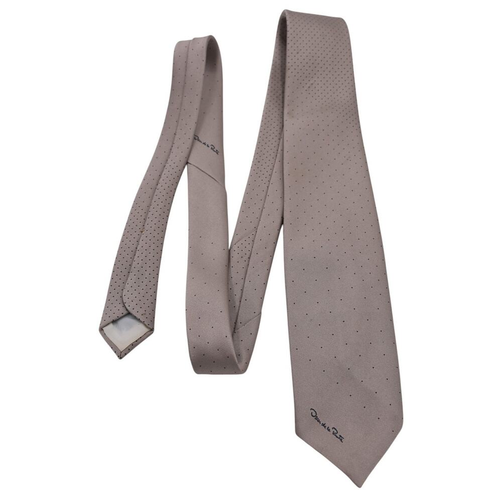 Vintage Oscar de La Renta Necktie Neck Tie - Beige - 55.5" x 2.75" Harry Styles